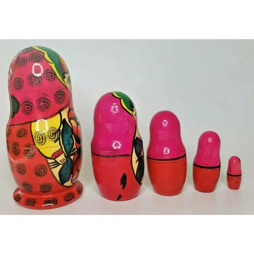 Vintage Russian‎ wooden nesting doll 6-1/2